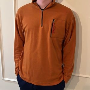 Orange Orvis Polyester/Wool Blend 1/4 Zip Pullover Large